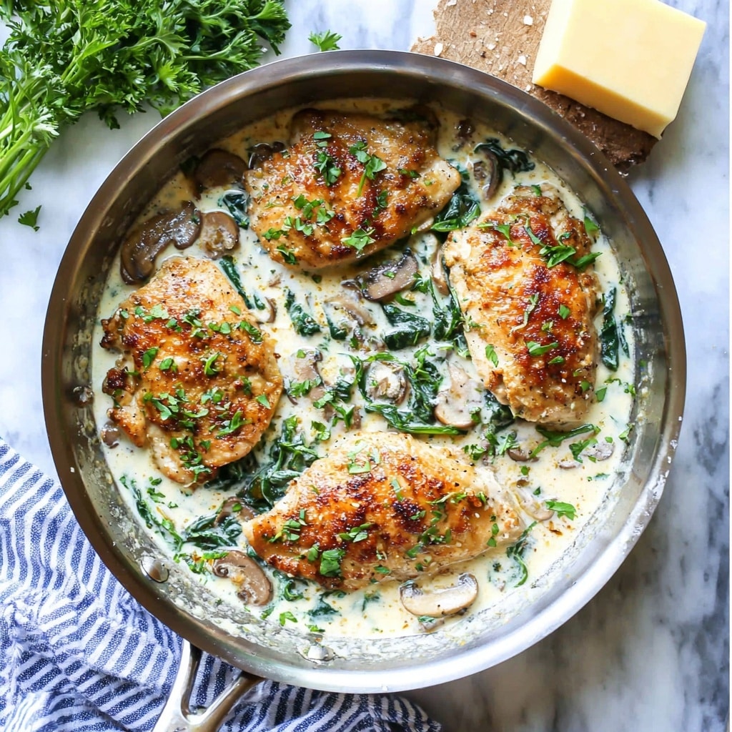 Creamy Spinach Mushroom Chicken Recipe - Recipe Image