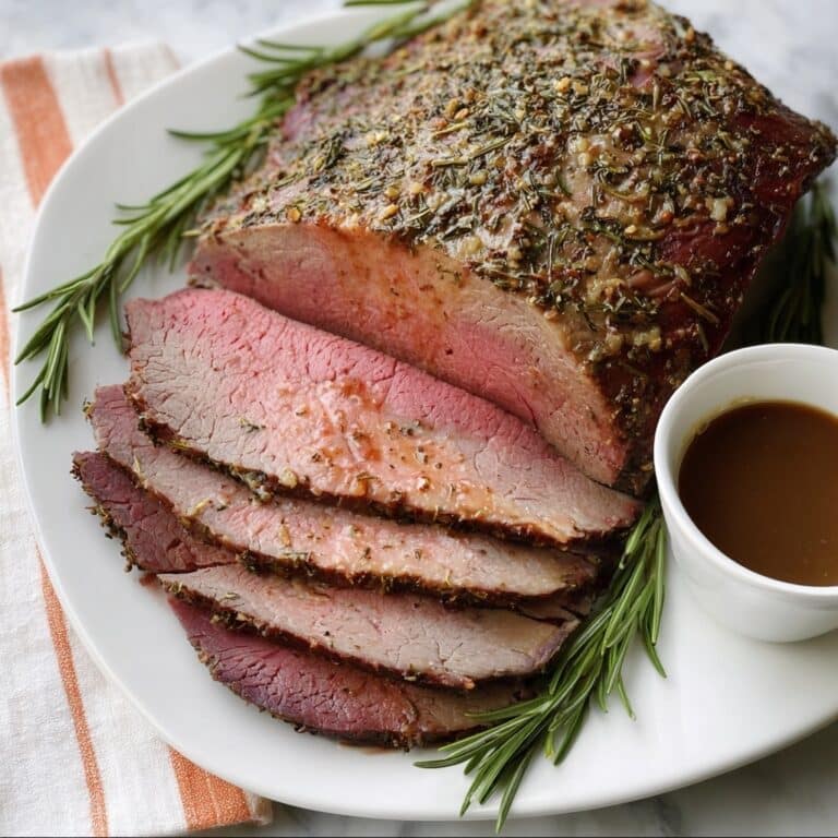 Herb Crusted Sirloin Tip Roast with Fennel Brown Gravy Recipe