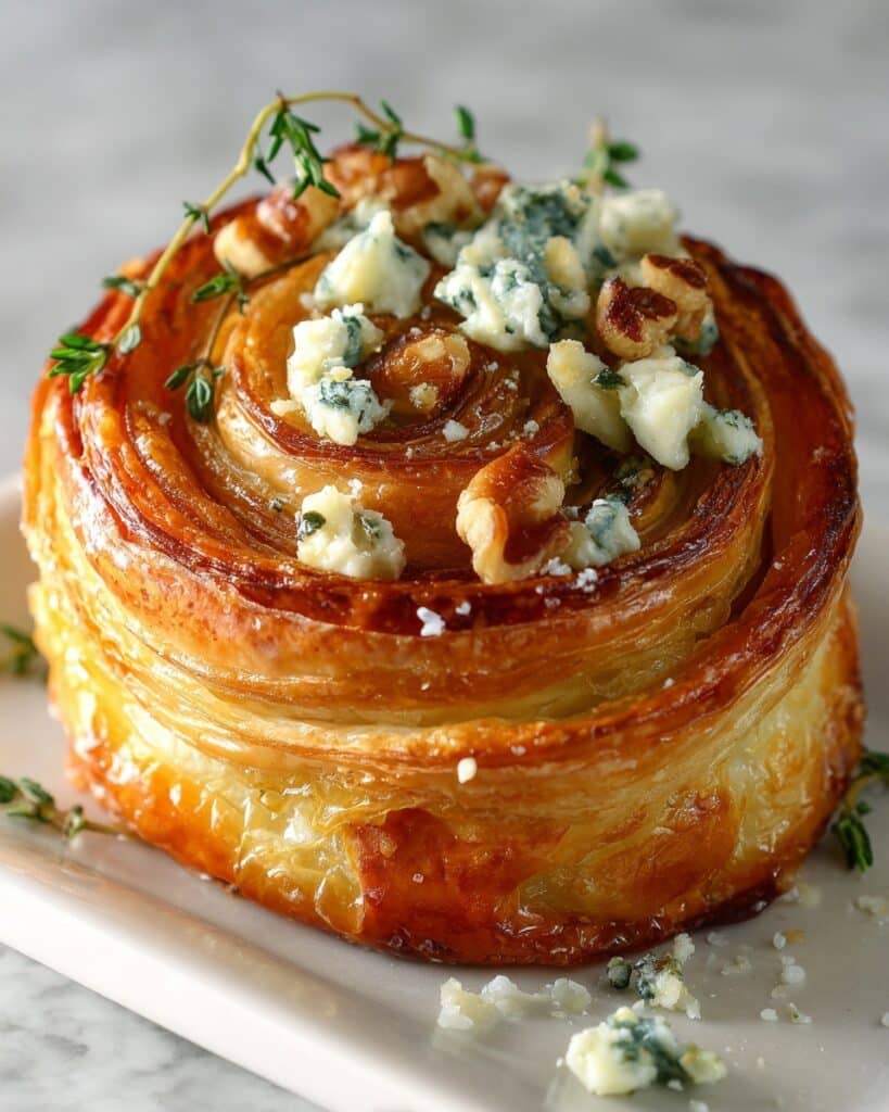 Blue Cheese Walnut Thyme Puff Pastry Twirl Recipe