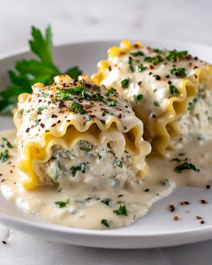 Creamy Chicken Alfredo Lasagna Rolls Recipe