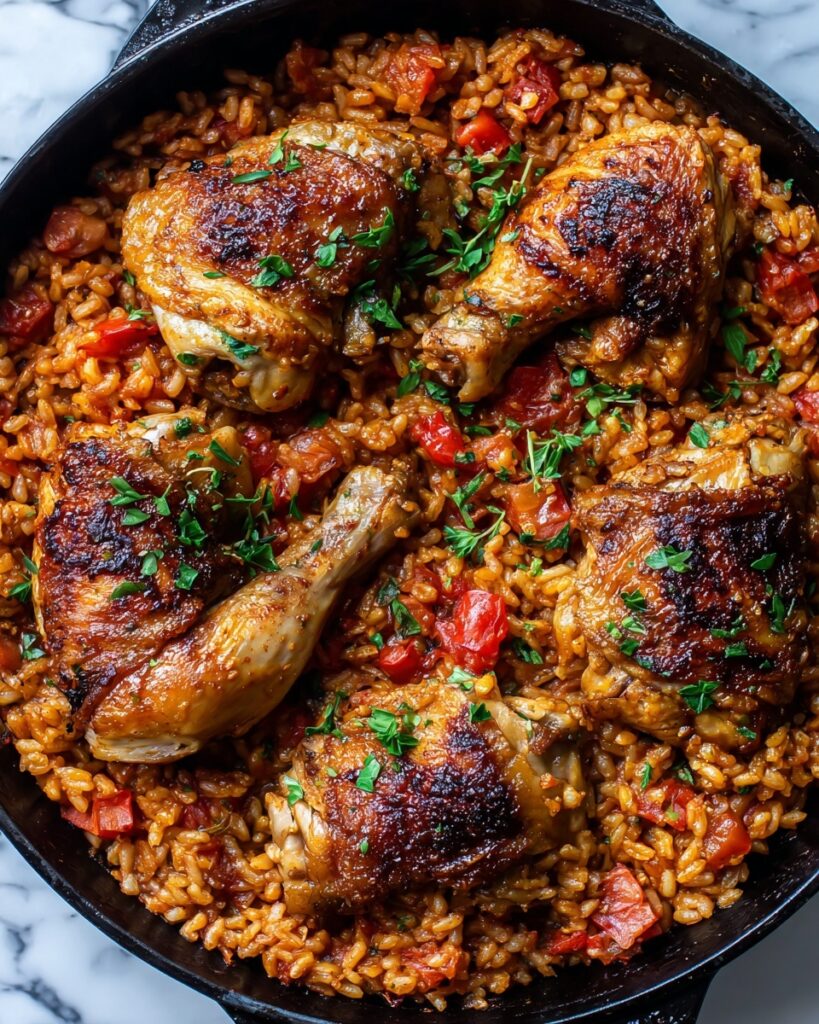 One Pan Tomato Basil Chicken and Rice Recipe