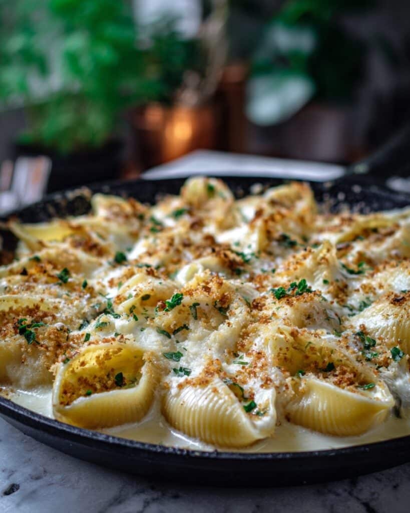 Garlic Butter Chicken Alfredo Stuffed Shells Recipe