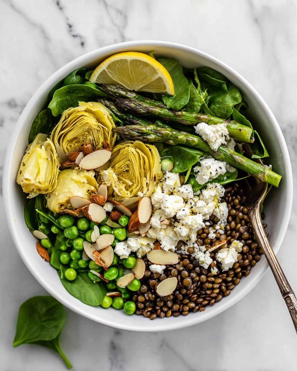 Spring Lentil Salad with Fresh Herbs, Vegetables, and Feta Recipe