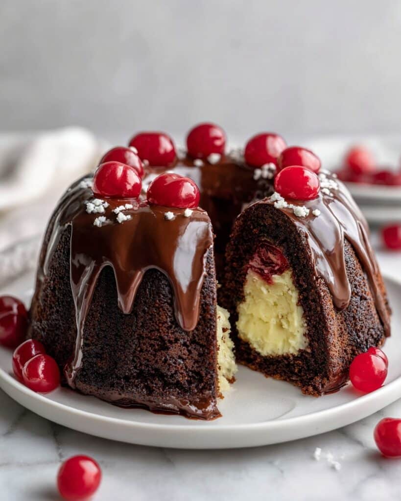Cherry Chocolate Cream Cheese Bundt Cake Recipe