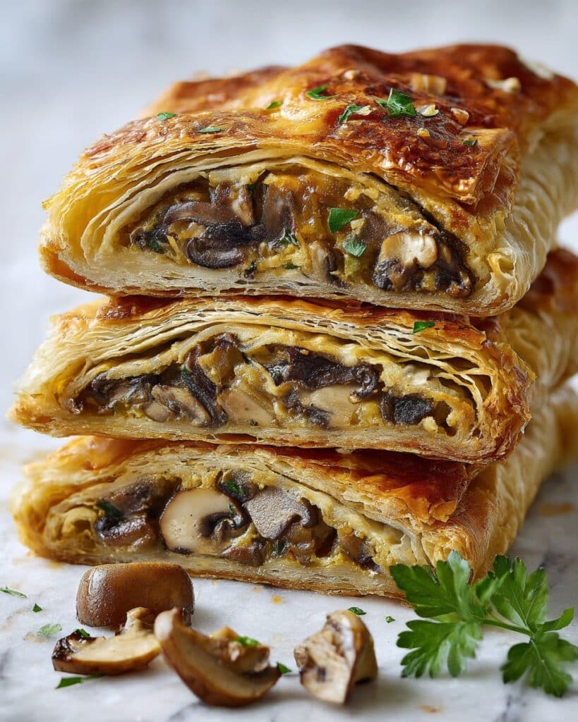 Mushroom Strudel with Leeks and Parmesan Cheese Recipe