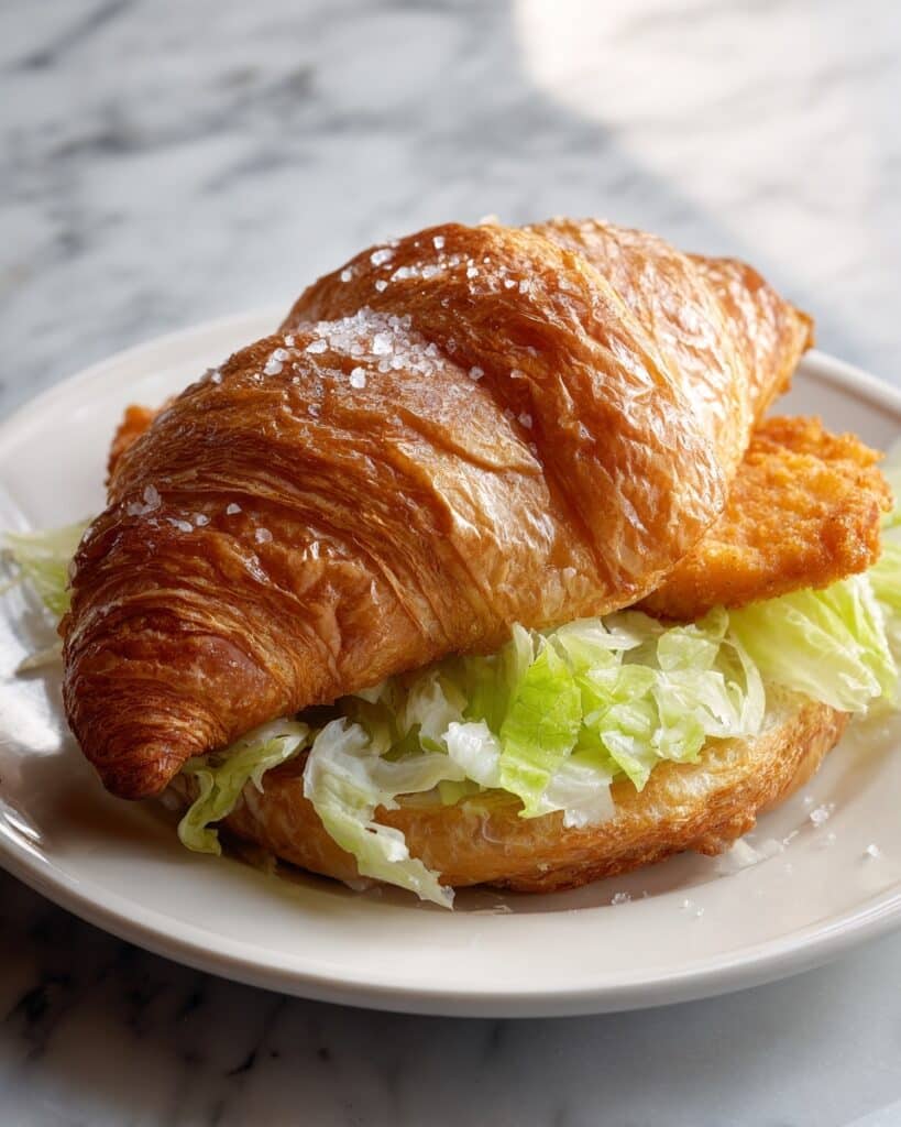 Chicken Caesar Croissant with Crispy Fried Chicken and Lemon Caesar Dressing Recipe