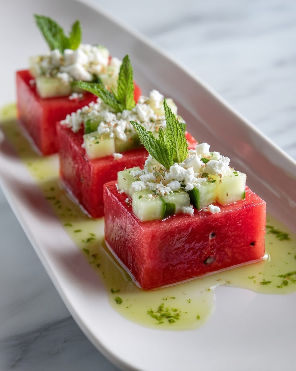 Watermelon Cucumber Feta Cups Recipe - Recipe Image