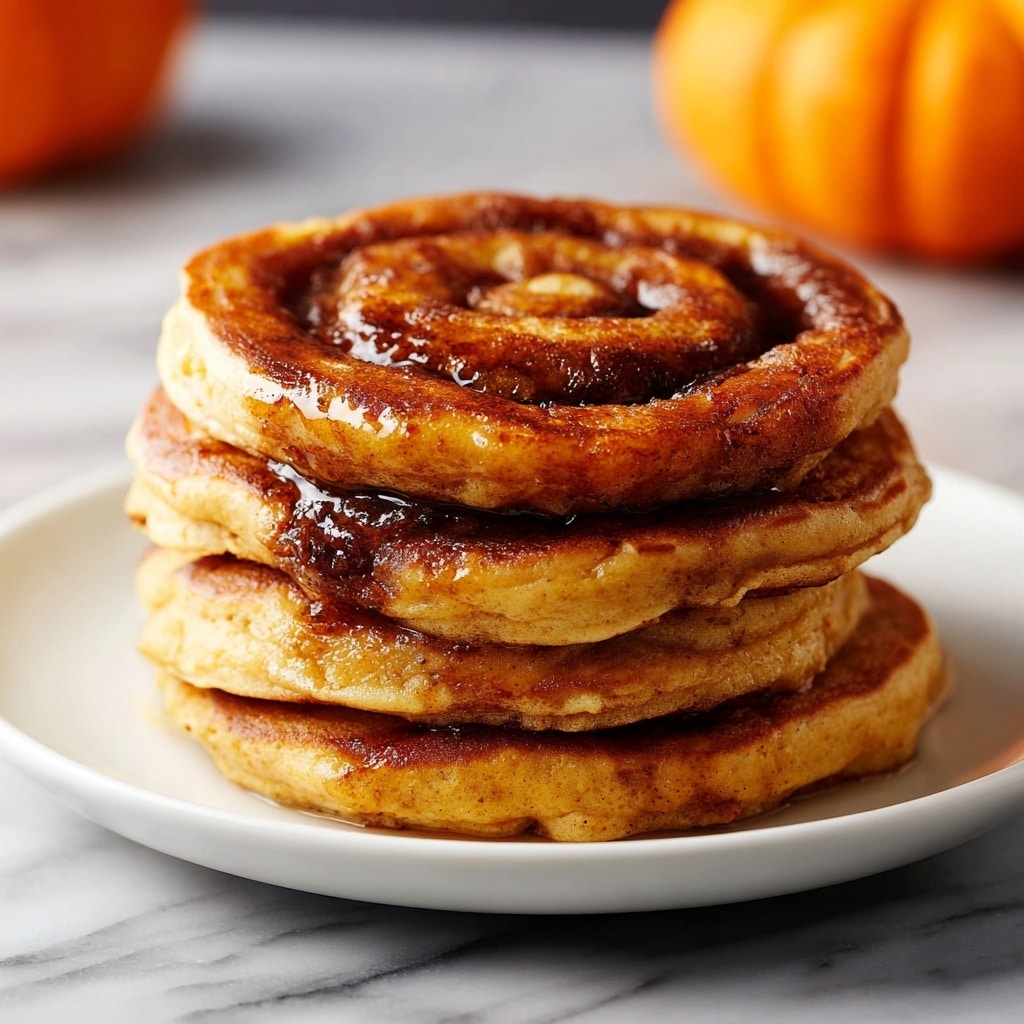 Pumpkin Cinnamon Roll Pancakes with Cream Cheese Glaze Recipe