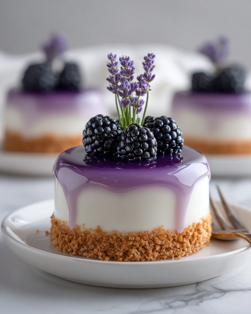 Mini Blackberry Cheesecakes with Lavender and Berry Glaze Recipe