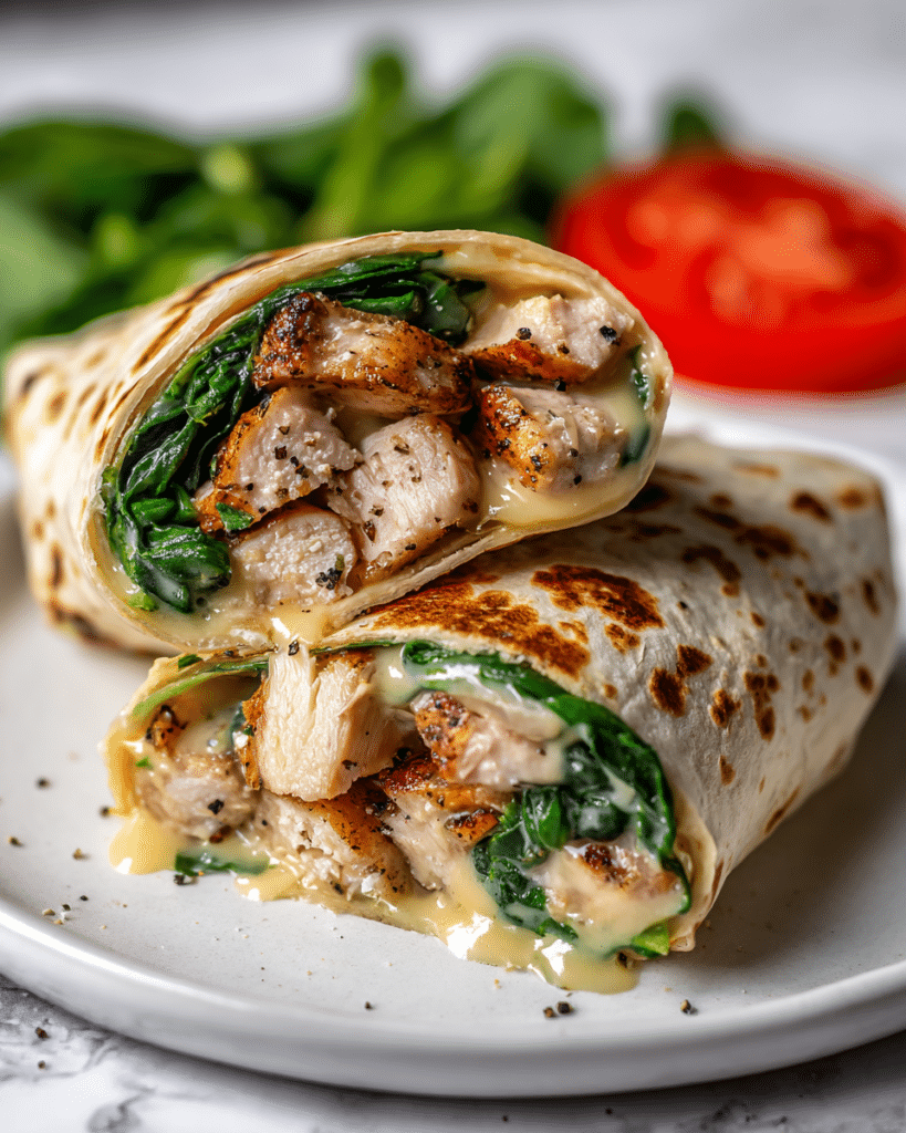 Cheesy Garlic Chicken Wraps Recipe
