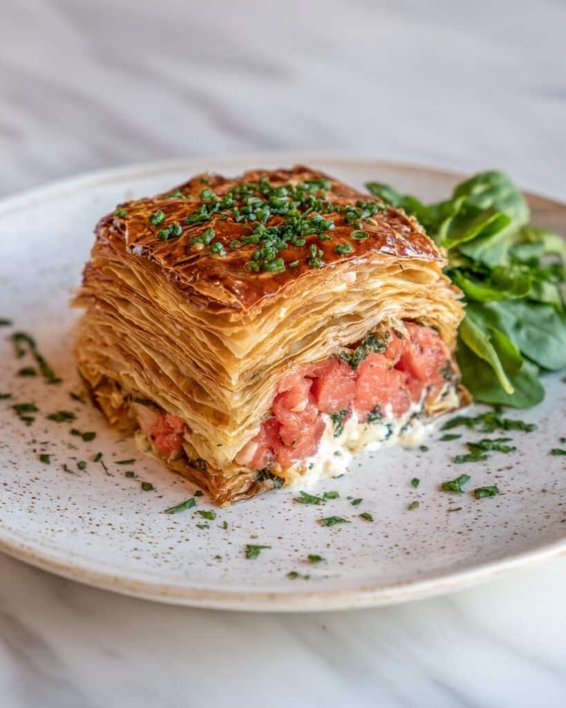 Salmon Wellington with Spinach and Herb Cream Cheese Filling Recipe