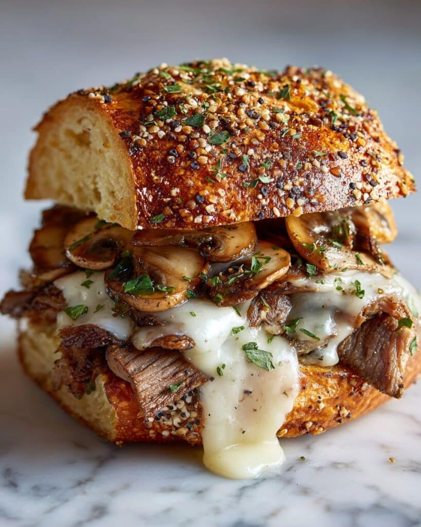 Philly Cheese Steak Sandwich with Mushrooms Recipe
