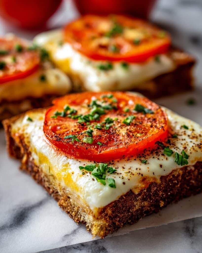 Garlic & Cheese Tomato Toast Recipe