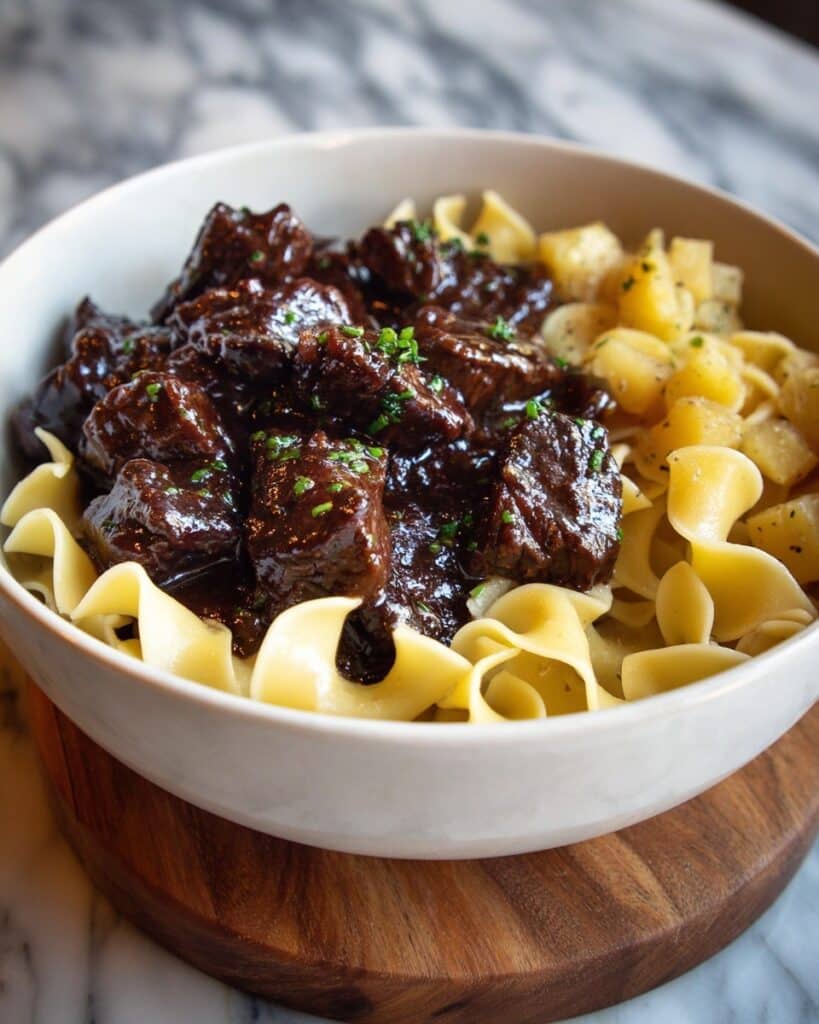 Savory Beef Tips with Buttery Noodles Recipe