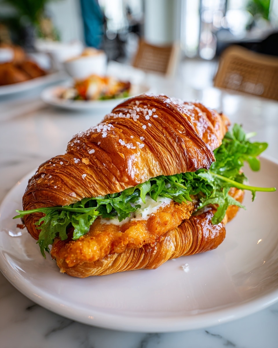 Chicken Caesar Croissant with Crispy Fried Chicken and Lemon Caesar Dressing Recipe - Recipe Image