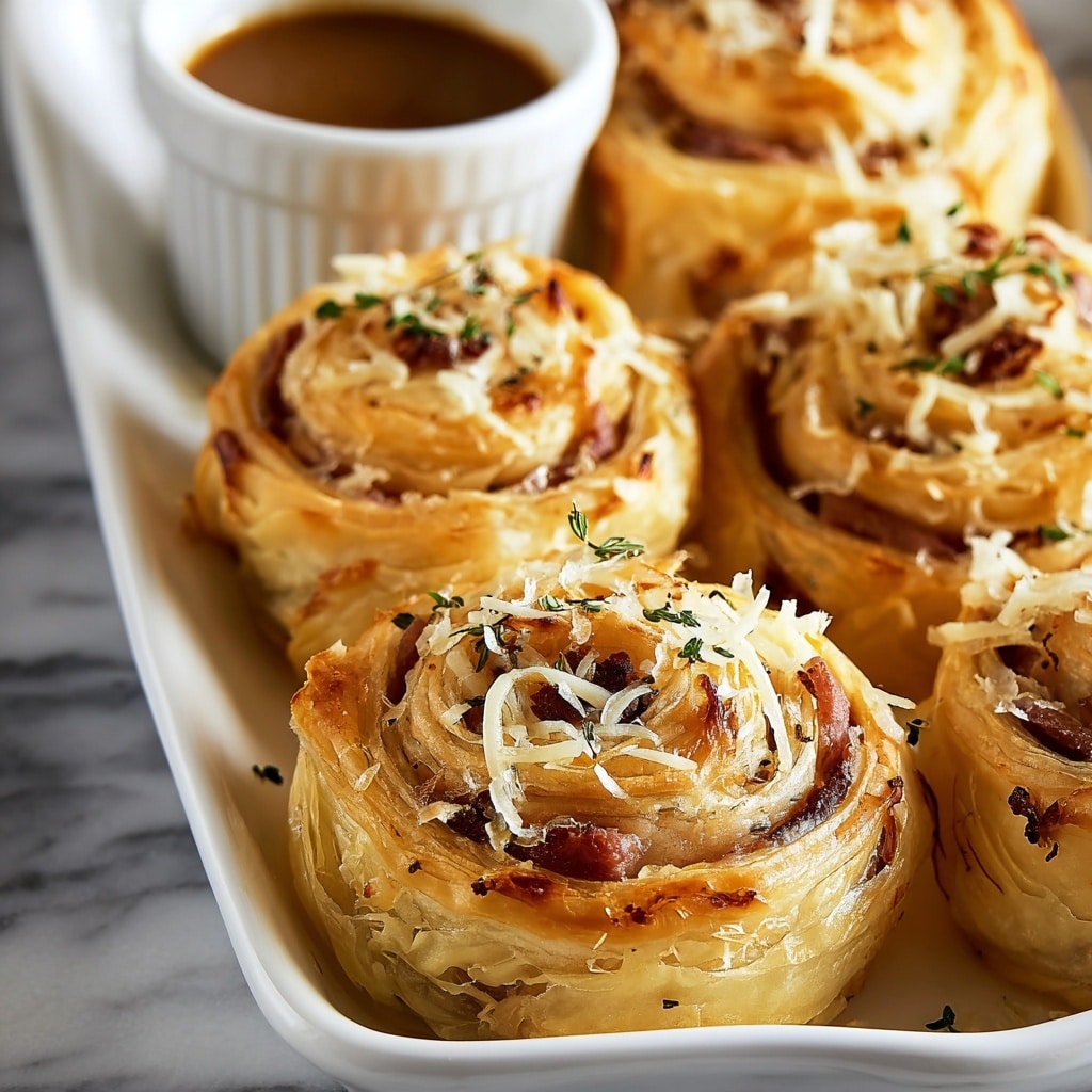 French Dip Roast Beef Pinwheels Recipe - Recipe Image