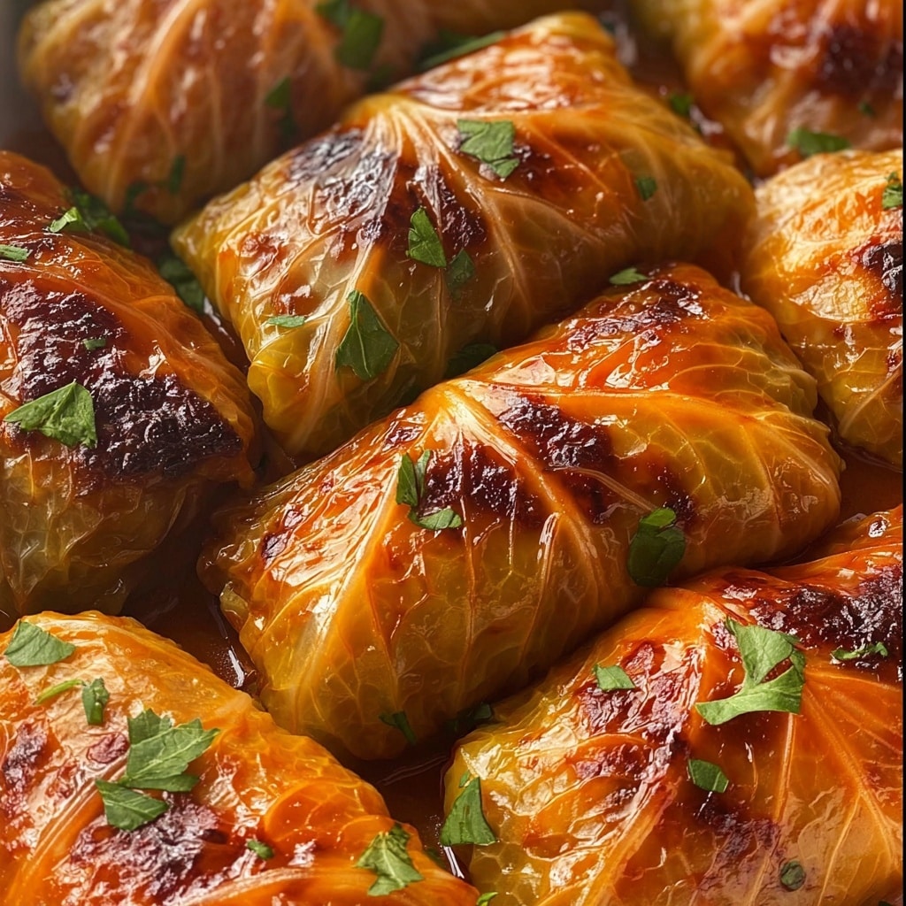 Stuffed Cabbage Rolls with Savory Tomato Sauce Recipe - Recipe Image