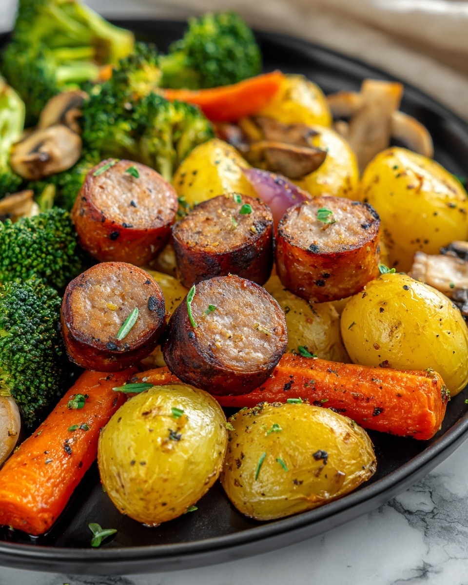 One Pan Baked Italian Sausage and Veggies Recipe - Recipe Image