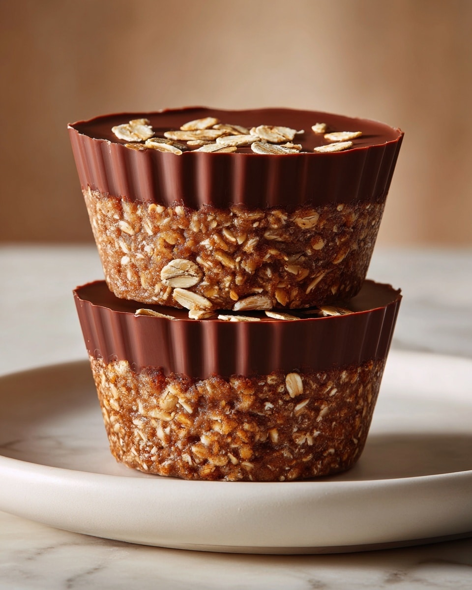 Easy No-Bake Peanut Butter Oat Cups with Chocolate Topping Recipe - Recipe Image