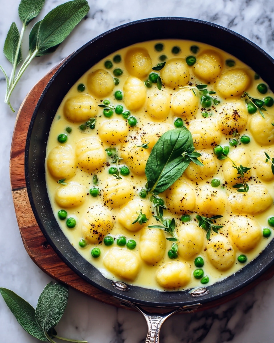Gnocchi with Creamy Sage and Pea Sauce (Vegan-Friendly) Recipe - Recipe Image