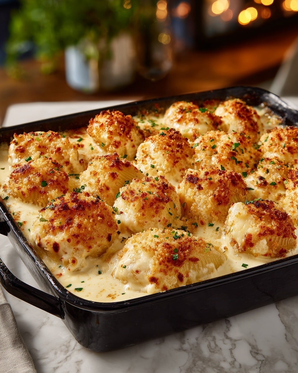 Garlic Butter Chicken Alfredo Stuffed Shells Recipe - Recipe Image