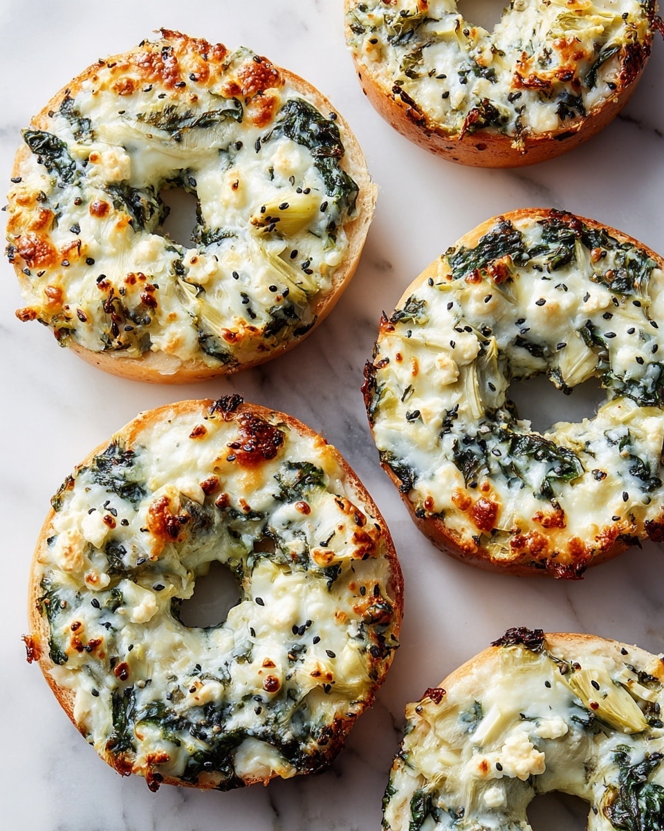 Cheesy Spinach-Artichoke Bagels Recipe - Recipe Image
