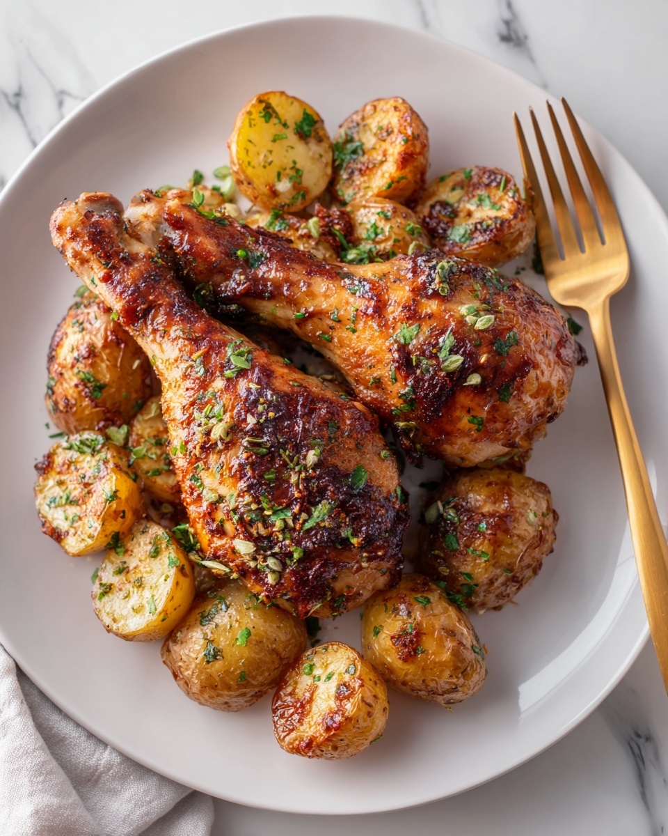 Roasted Chicken and Potatoes with Garlic Sauce Recipe - Recipe Image
