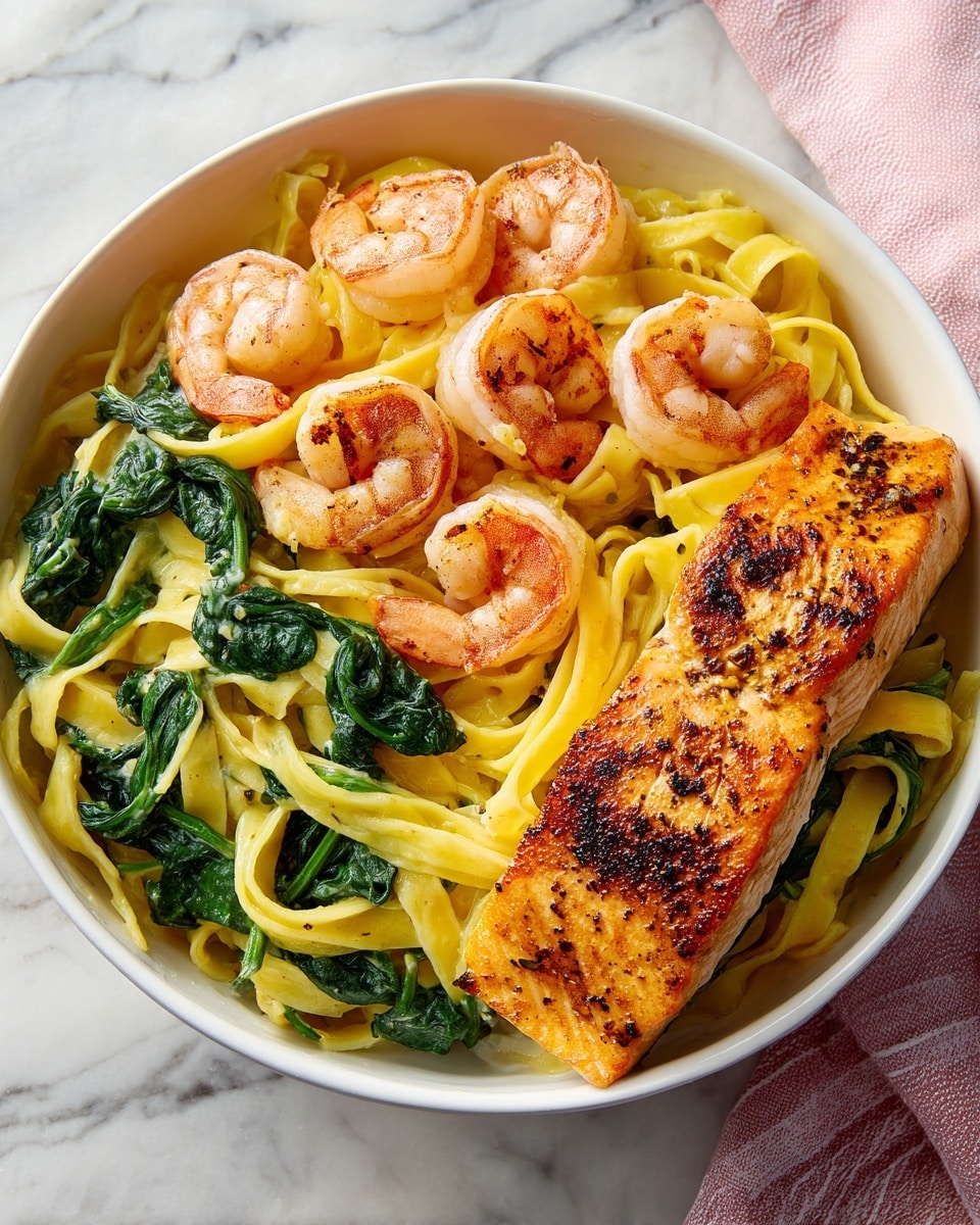 Salmon and Shrimp Alfredo Recipe - Recipe Image