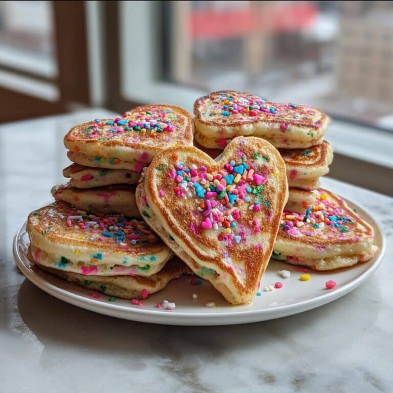 Rainbow Sprinkle Heart Pancakes Recipe