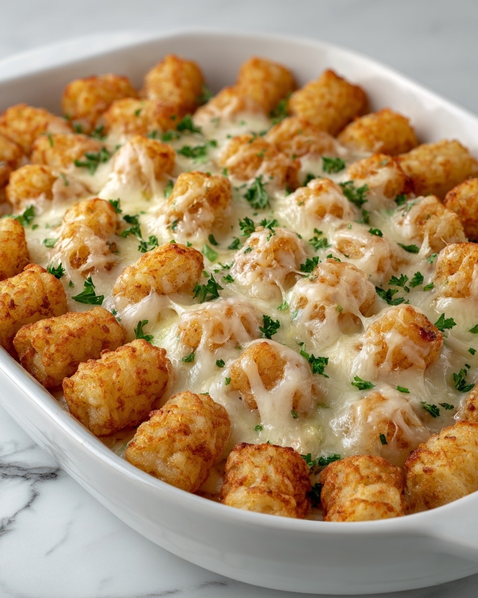 Chicken Alfredo Tater Tot Casserole Recipe - Recipe Image