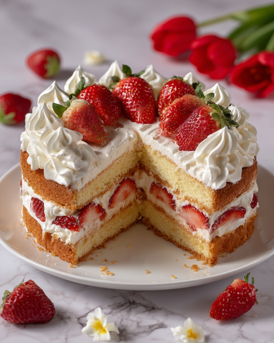 Vegan Strawberry and Cream Cake Recipe - Recipe Image