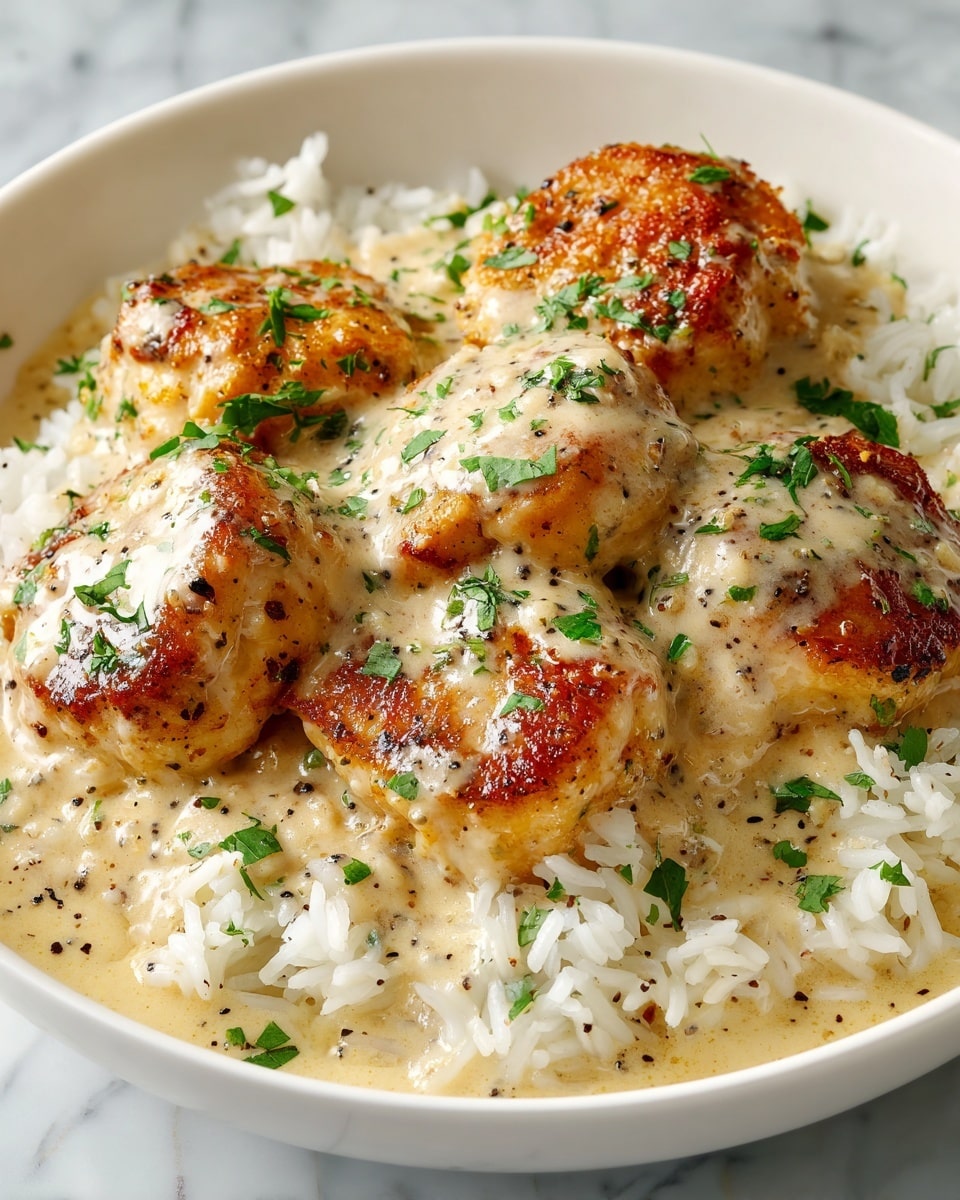 Creamy Smothered Chicken and Rice Recipe - Recipe Image