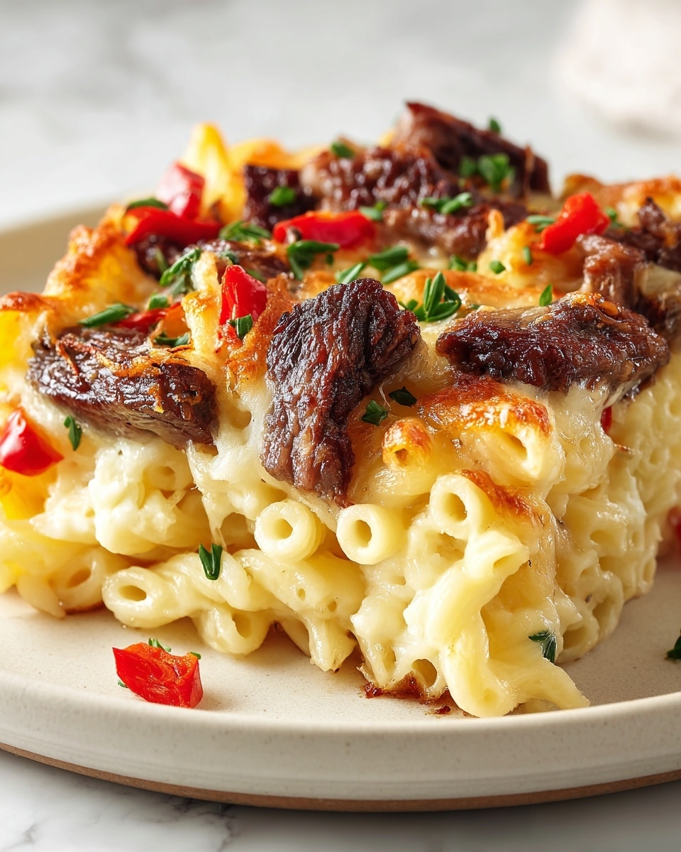 Philly Cheesesteak Pasta Recipe - Recipe Image
