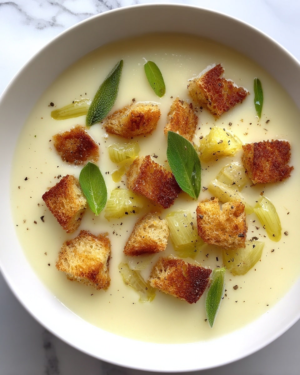 Creamy Vegetable Soup with Homemade Croutons Recipe - Recipe Image