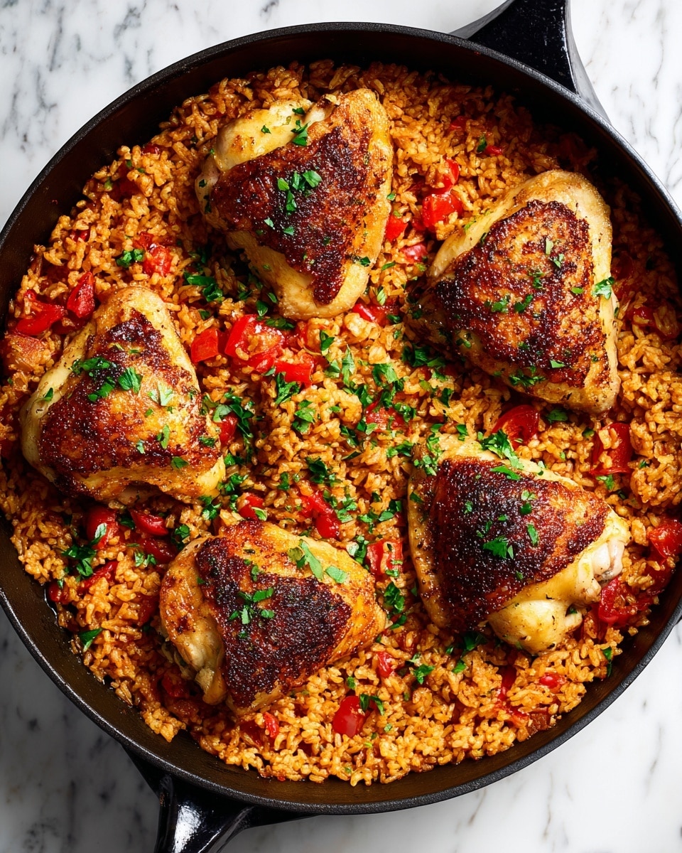 One Pan Tomato Basil Chicken and Rice Recipe - Recipe Image