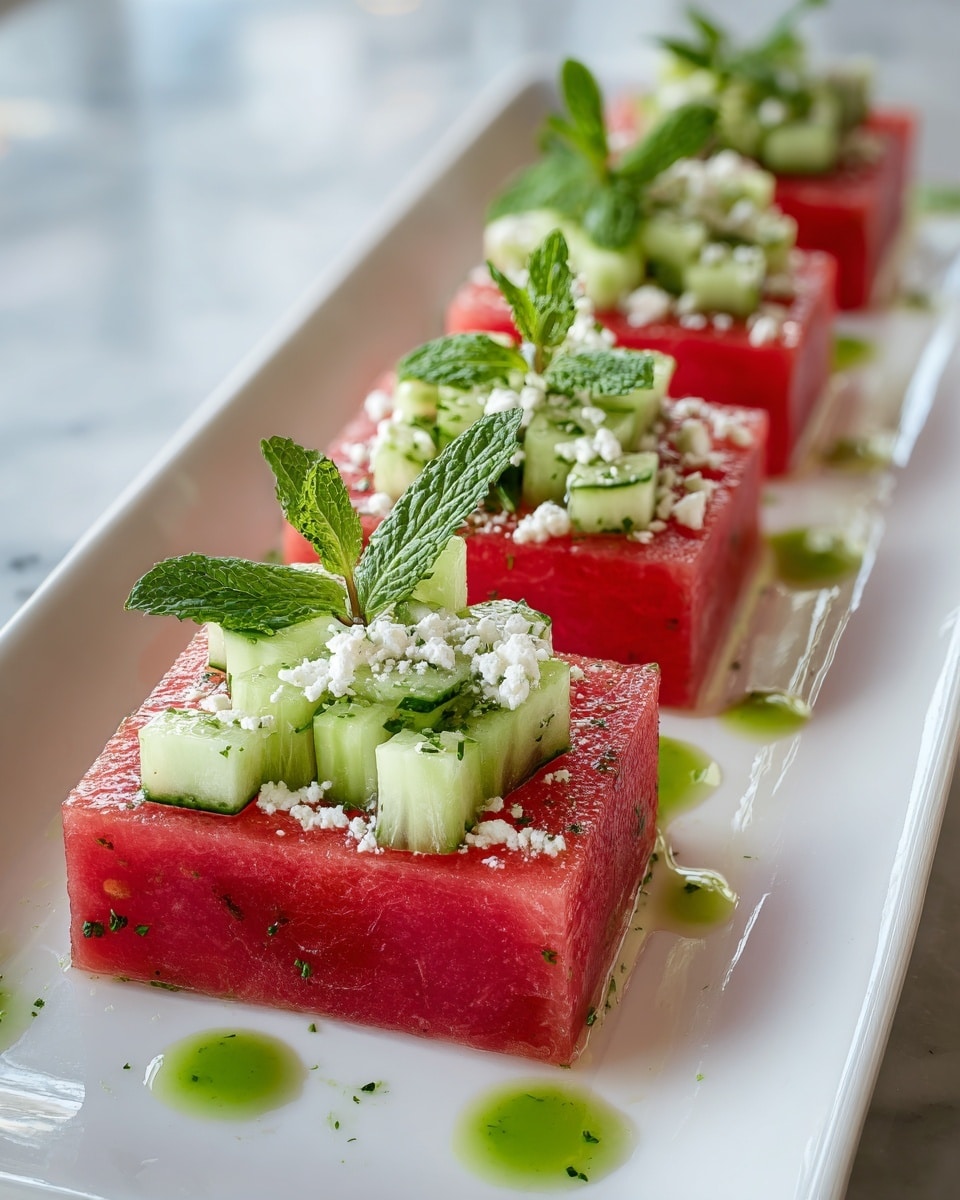 Watermelon Cucumber Feta Cups Recipe - Recipe Image