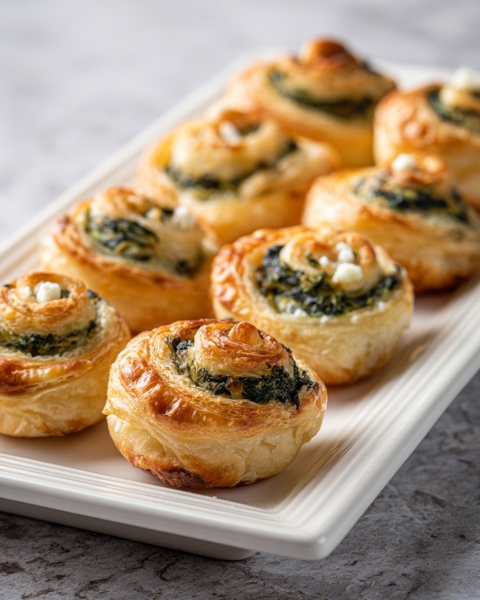 Spinach Feta Puff Pastry Pinwheels Recipe - Recipe Image
